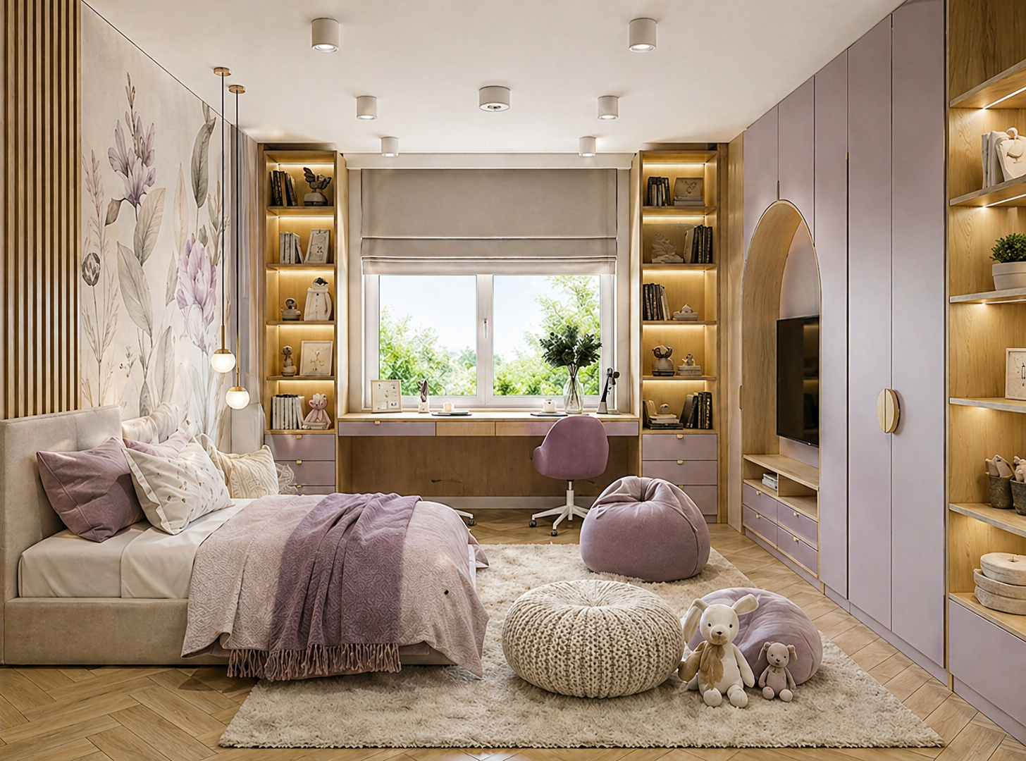 Pastel playroom interior visualization